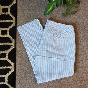 J. Crew Blue and White Striped Capris